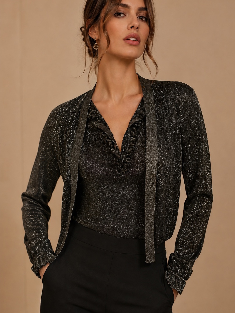 Dolce and Gabbana Metallic Lurex Knit Blouse